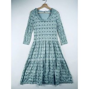 SUNDANCE Mint Green Lace Lined Midi Long Sleeve Dress Womens Sz Medium Petite